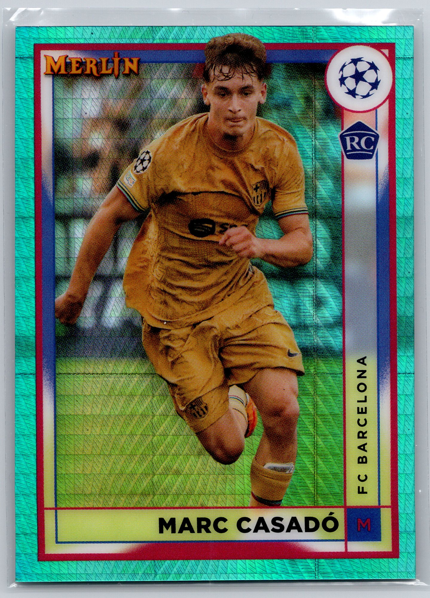 2023-24 Topps Merlin UEFA Club Competitions Marc Casadó #50 Aqua Prism Refractor